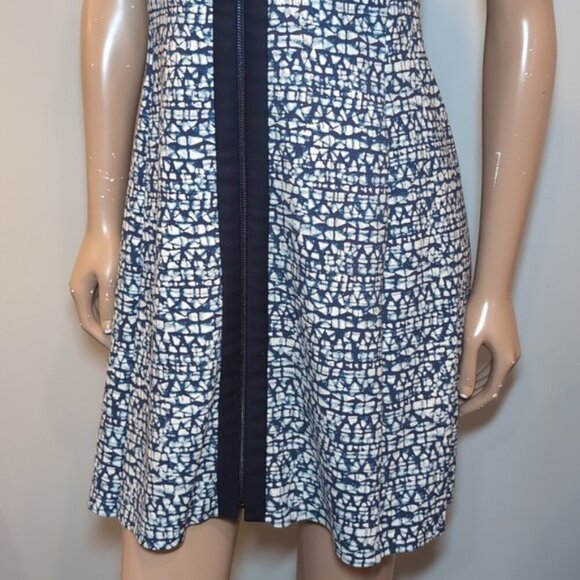 Tory Burch Vienna Dress Womens Size Small Blue Zippered Short Sleeve Fit & Flare - Picture 5 of 14